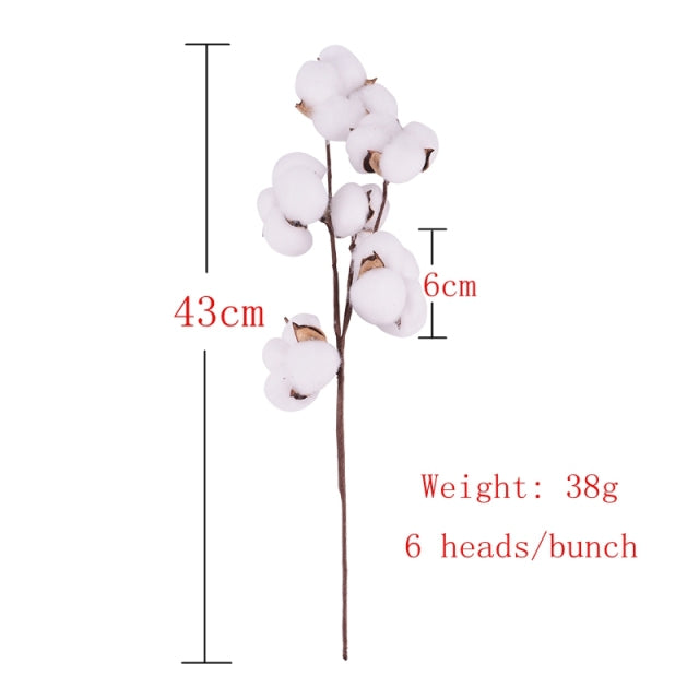 1Pc Naturally Dried Cotton Flowers Artificial Plants Floral Branch For Diy Wedding Party Decoration Home Cotton Garland Decor