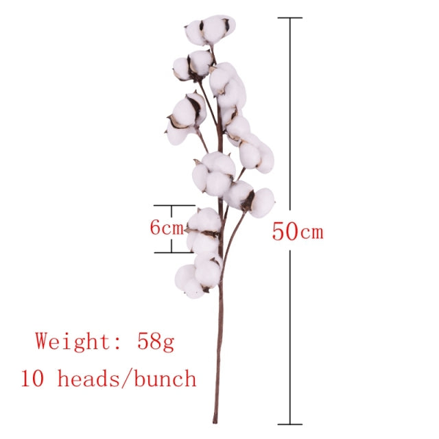 1Pc Naturally Dried Cotton Flowers Artificial Plants Floral Branch For Diy Wedding Party Decoration Home Cotton Garland Decor