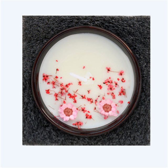 Scented Long Lasting Soy Candles Crystal Stone Dried Flower Fragrance Smokeless Fragrance Candle For Home Decoration Wedding
