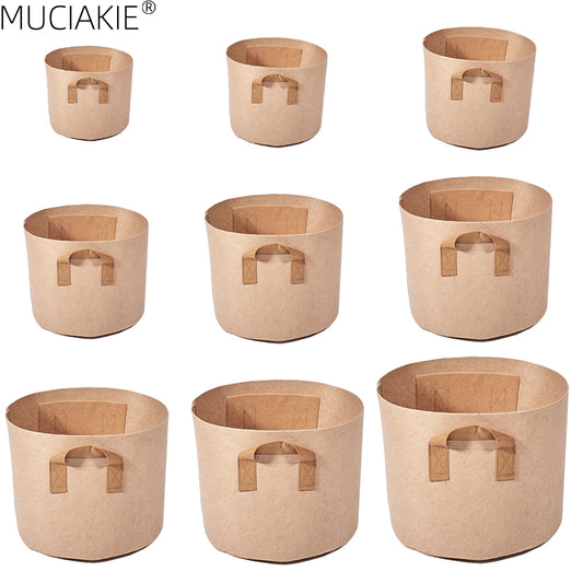 MUCIAKIE 1-200 Gallon Grow Bags for Big Plant Flowers Khaki Nonwoven Fabric Pots with Strap Handles Potato Vegetables Garden Bag