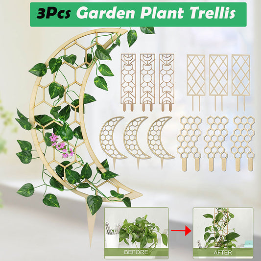 3Pcs Garden Plant Trellis for Indoor Outdoor Small Potted Garden Decoration Wooden Potted Plants Flowers Vines Climbing Training