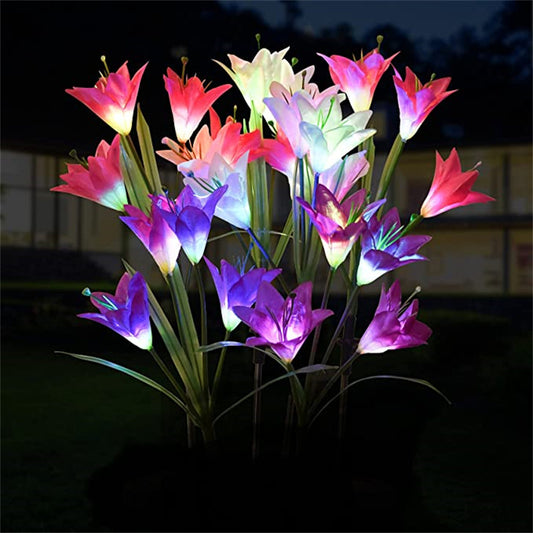4 Head Solar Lily Flower Light LED Waterproof Garden Light Outdoor Decorative Atmosphere Lamp For Villa/Yard/Lawn/Path/Wedding