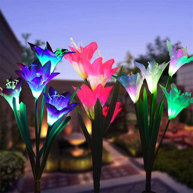 4 Head Solar Lily Flower Light LED Waterproof Garden Light Outdoor Decorative Atmosphere Lamp For Villa/Yard/Lawn/Path/Wedding