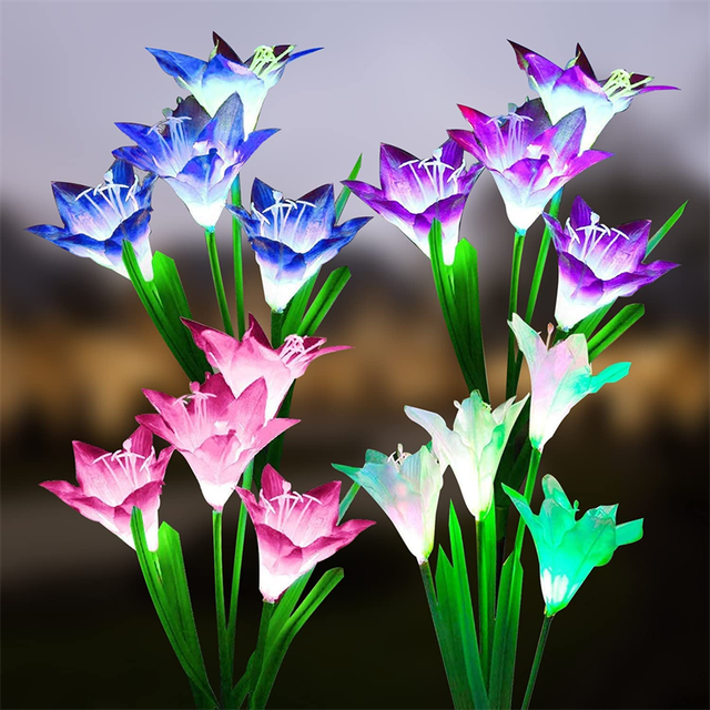 4 Head Solar Lily Flower Light LED Waterproof Garden Light Outdoor Decorative Atmosphere Lamp For Villa/Yard/Lawn/Path/Wedding