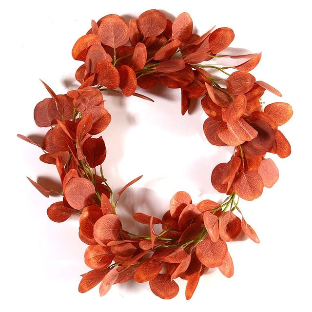 180cm Eucalyptus Garland with Camellias Artificial Flower Fake Flower Silk Rose Vine Decor Hanging Faux Leave Floral for Wedding