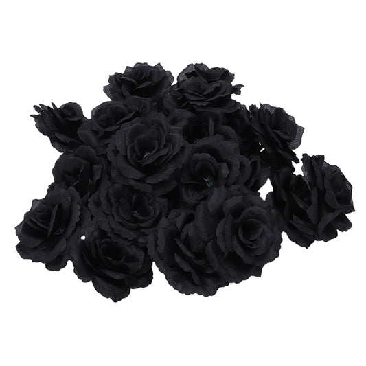 20 Pcs Black Rose Artificial Silk Flower Party Wedding House Office Garden Decor DIY Promotion