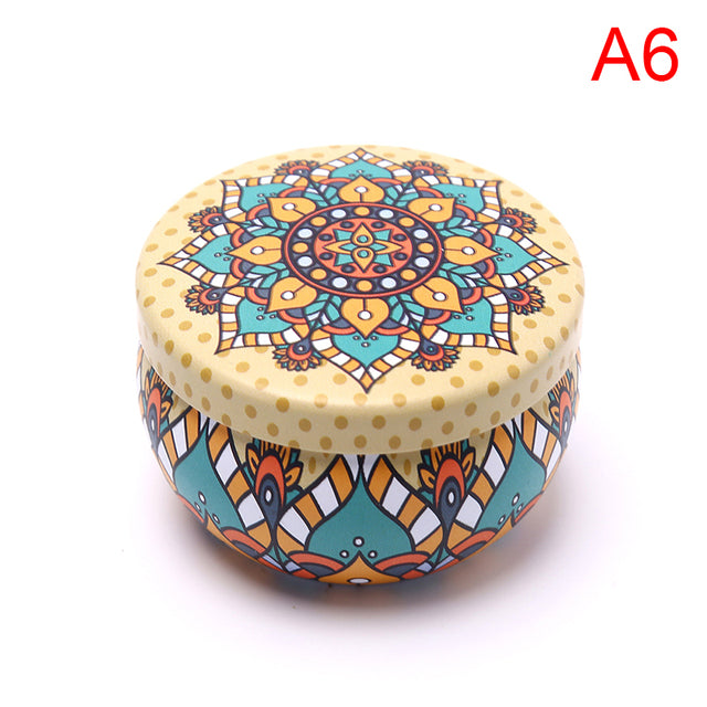 Scented candles Empty Box with flowers Tin Can Fragrance Handmade Scented Candle Natural Soy Wax Home Decoration