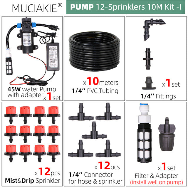 MUCIAKIE 50M-5M DIY Drip Irrigation System Automatic Watering Garden Hose Micro Drip Watering Kits with Adjustable Drippers