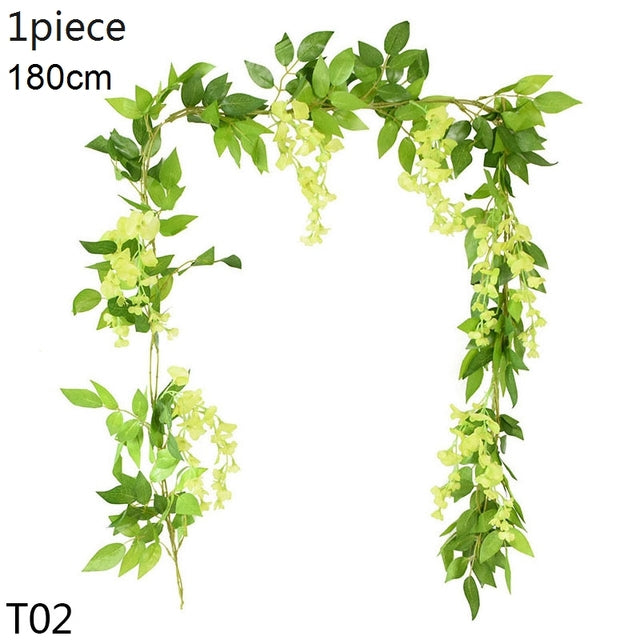 Wedding Arch Artificial Flower Decoration Fake Plant Wisteria Artificial Flower Vine Garland Wall Hanging Ivy Home Decor Leaves