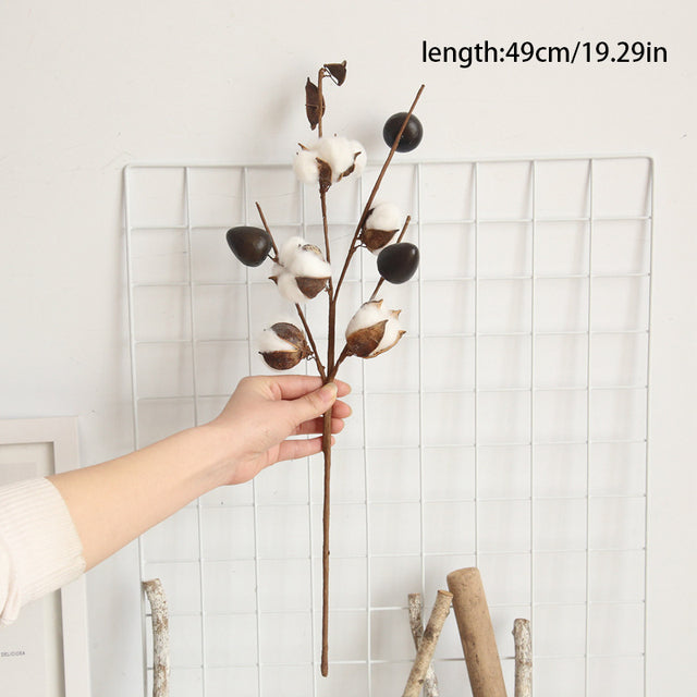 1Pc Naturally Dried Cotton Flowers Artificial Plants Floral Branch For Diy Wedding Party Decoration Home Cotton Garland Decor