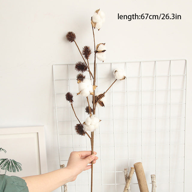 1Pc Naturally Dried Cotton Flowers Artificial Plants Floral Branch For Diy Wedding Party Decoration Home Cotton Garland Decor