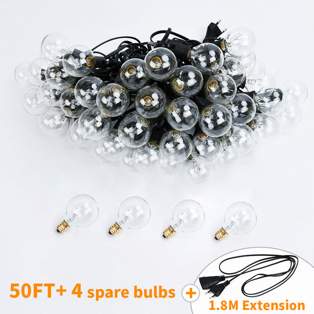 50Ft Patio String Light Outdoor Garland Lights Festoon G40 Globe Bulb Fairy String Light New Year Party Garden Garlands Decorate