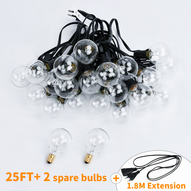 50Ft Patio String Light Outdoor Garland Lights Festoon G40 Globe Bulb Fairy String Light New Year Party Garden Garlands Decorate