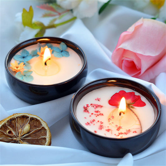 Scented Long Lasting Soy Candles Crystal Stone Dried Flower Fragrance Smokeless Fragrance Candle For Home Decoration Wedding