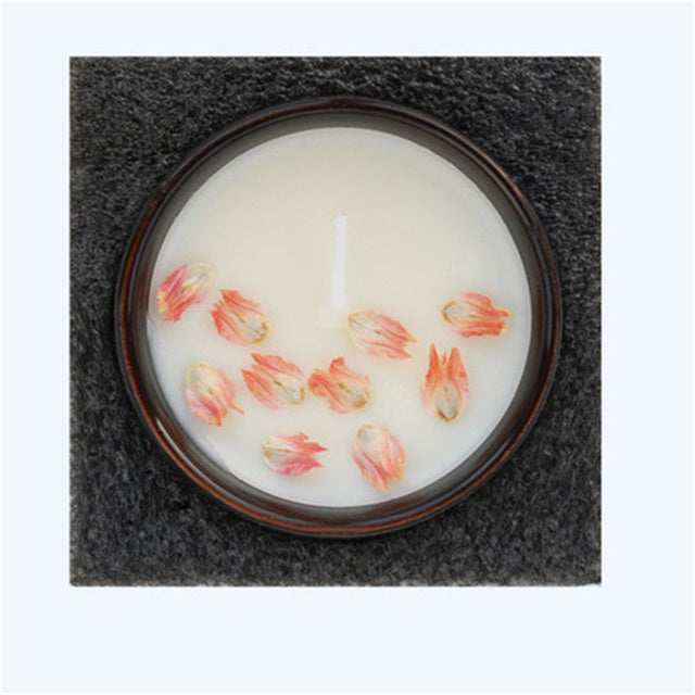 Scented Long Lasting Soy Candles Crystal Stone Dried Flower Fragrance Smokeless Fragrance Candle For Home Decoration Wedding