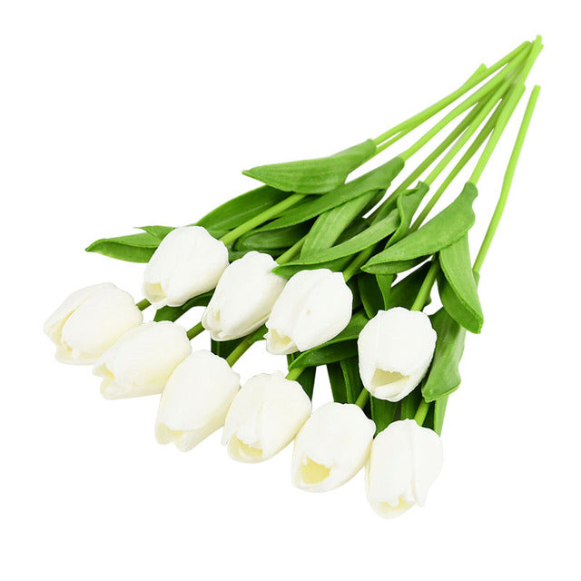 10PCS Tulip Artificial Flower Real Touch Artificial Bouquet Fake Flower for Wedding Decoration Flowers Home Garden Decor