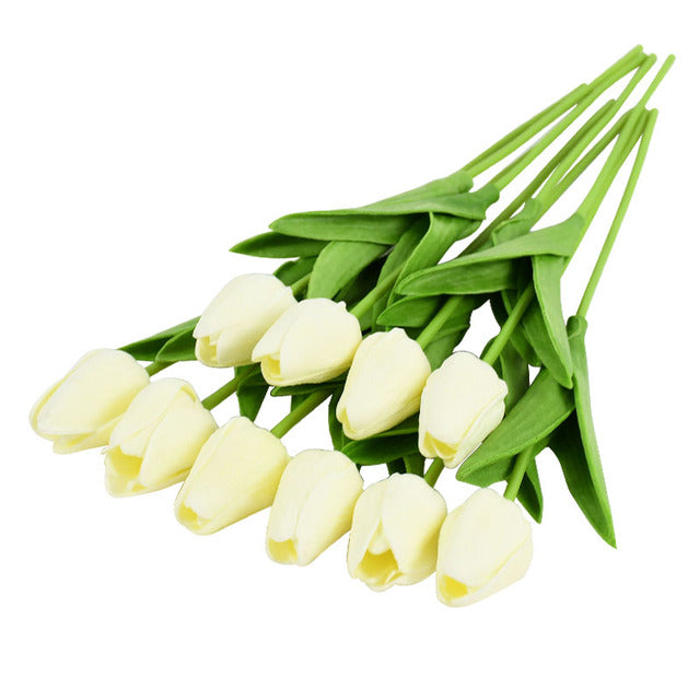 10PCS Tulip Artificial Flower Real Touch Artificial Bouquet Fake Flower for Wedding Decoration Flowers Home Garden Decor