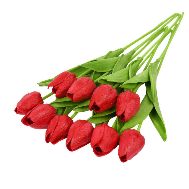 10PCS Tulip Artificial Flower Real Touch Artificial Bouquet Fake Flower for Wedding Decoration Flowers Home Garden Decor