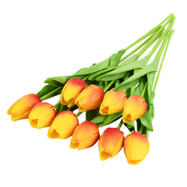 10PCS Tulip Artificial Flower Real Touch Artificial Bouquet Fake Flower for Wedding Decoration Flowers Home Garden Decor