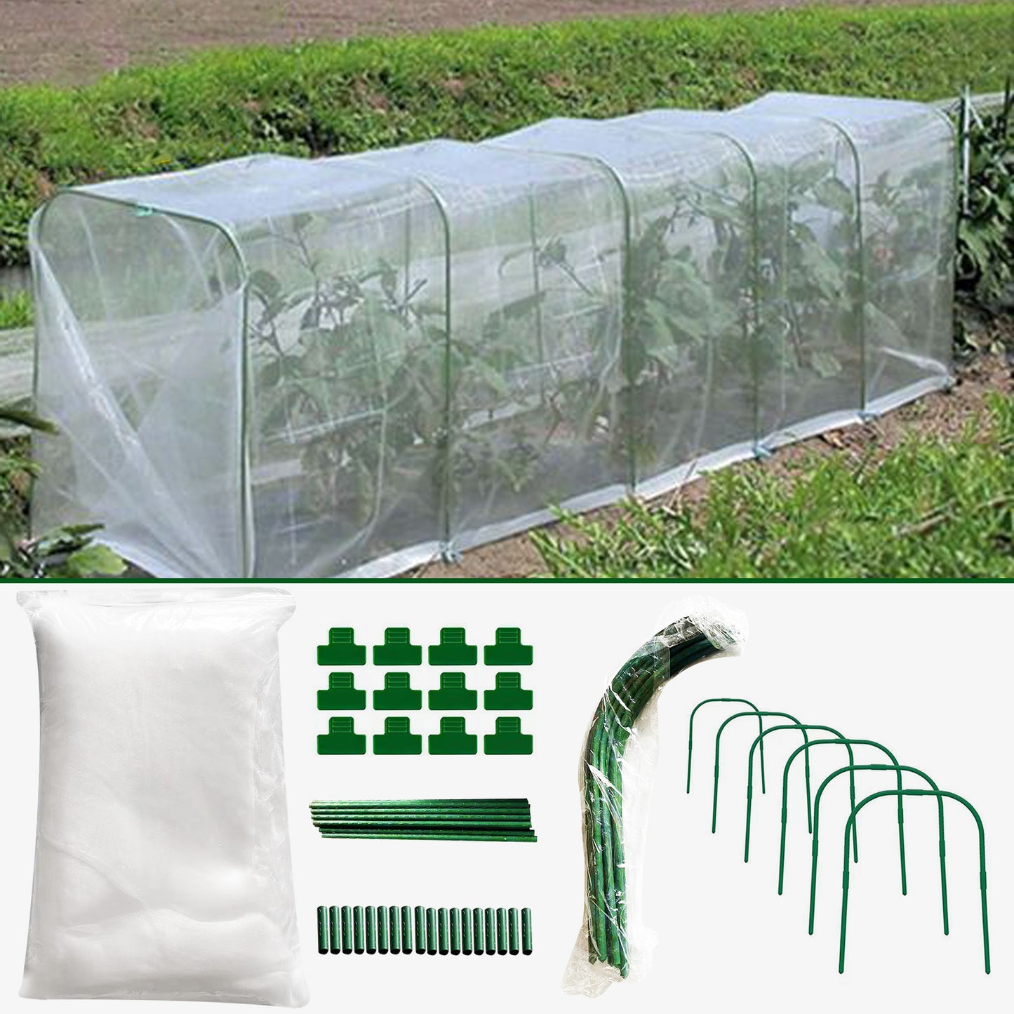 Garden Greenhouse Hoops Set Rustproof Steel Tunnel Hoop Frame Arched Plant Support Garden Stakes Kit For Raised Beds Row Cover