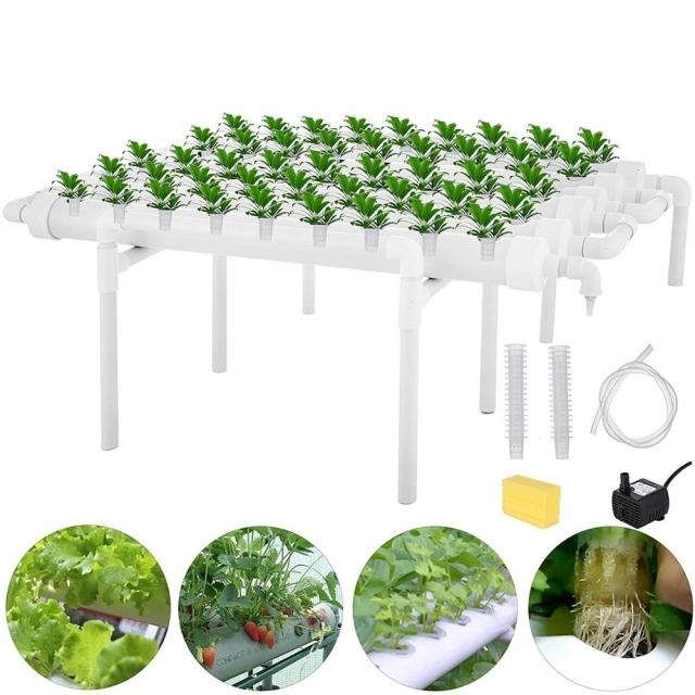 54 Holes Hydroponic Piping Site Grow Kit Deep Water Culture Planting Box Gardening System Nursery Pot Hydroponic Rack 220V