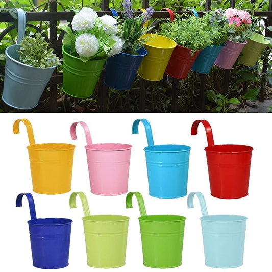 Wall Hanging Pots Metal Flower Pots Iron Garden Planter Pots Bucket  Home Decor Горшок Для Цветов