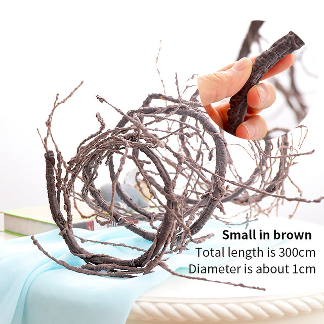 300cm Artificial Fake Plants Tree Twigs Cherry Branches Liana Wall Hanging Rattan Trunk Flexible Vines Wedding Garden Decoration