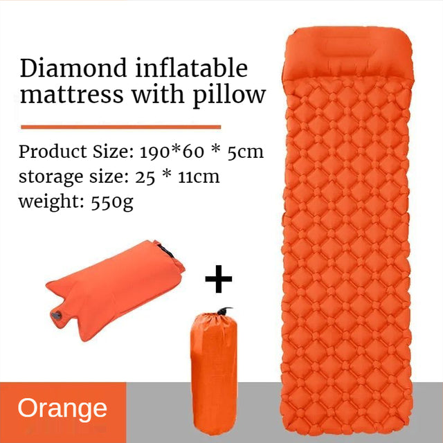 Outdoor Inflatable Mattress Diamond Ultra-Light Camping Mat Hiking Air Cushion Portable Sleeping Mat Damp Proof Waterproof Pad