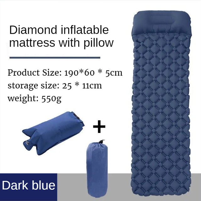 Outdoor Inflatable Mattress Diamond Ultra-Light Camping Mat Hiking Air Cushion Portable Sleeping Mat Damp Proof Waterproof Pad