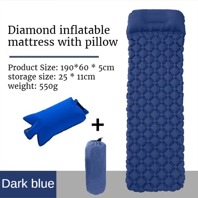 Outdoor Inflatable Mattress Diamond Ultra-Light Camping Mat Hiking Air Cushion Portable Sleeping Mat Damp Proof Waterproof Pad