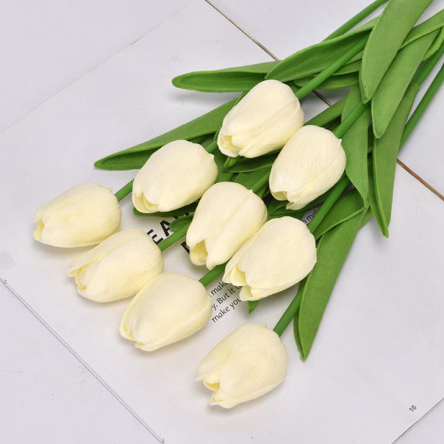 5pcs Tulip PU Artificial Flower Real Touch Bouquet Fake Flowers For Wedding Decoration Spring Party DIY Home Garden Supplies