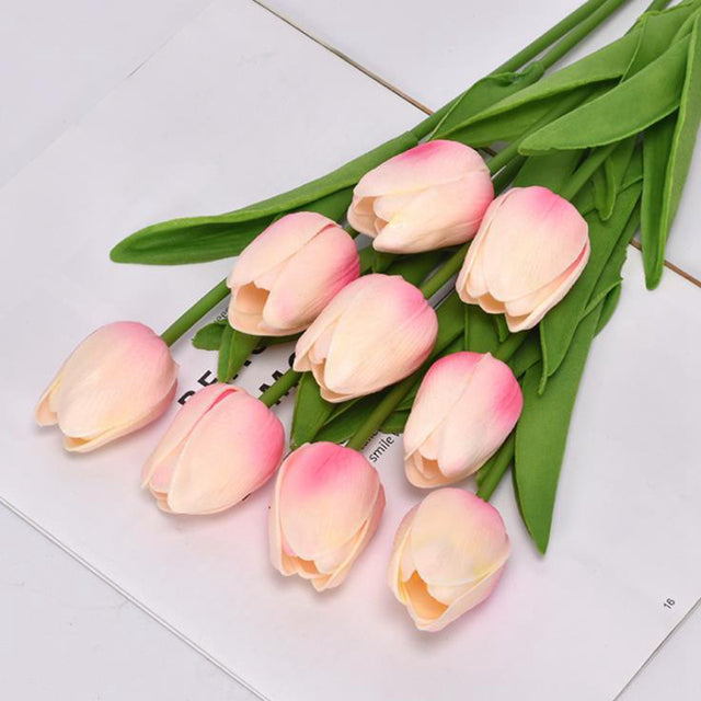 5pcs Tulip PU Artificial Flower Real Touch Bouquet Fake Flowers For Wedding Decoration Spring Party DIY Home Garden Supplies