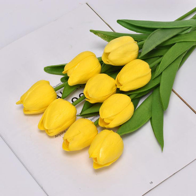 5pcs Tulip PU Artificial Flower Real Touch Bouquet Fake Flowers For Wedding Decoration Spring Party DIY Home Garden Supplies