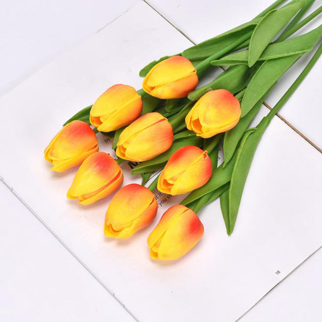 5pcs Tulip PU Artificial Flower Real Touch Bouquet Fake Flowers For Wedding Decoration Spring Party DIY Home Garden Supplies