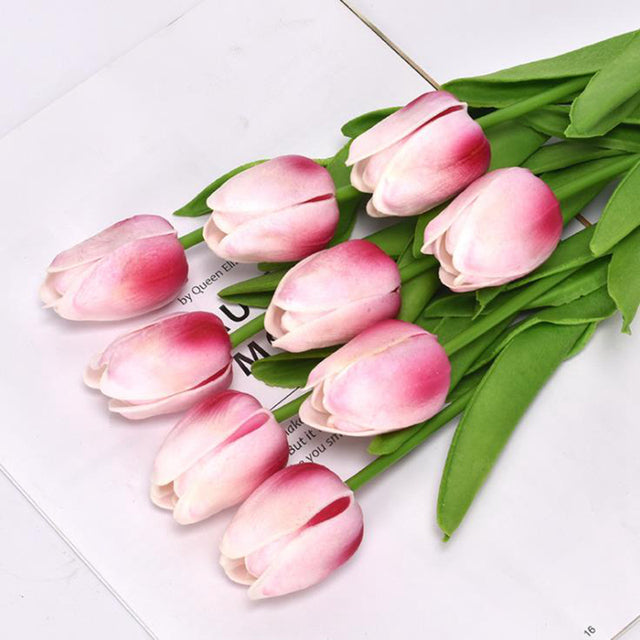 5pcs Tulip PU Artificial Flower Real Touch Bouquet Fake Flowers For Wedding Decoration Spring Party DIY Home Garden Supplies