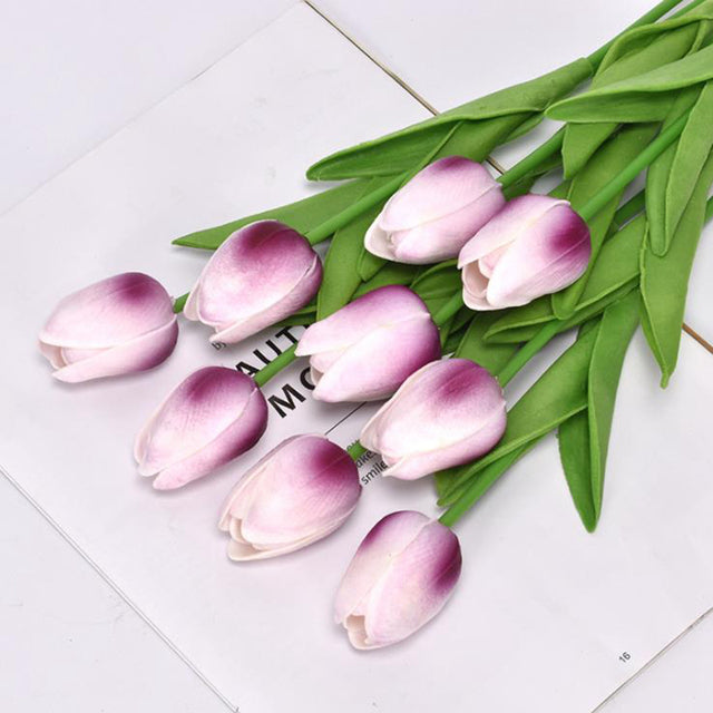 5pcs Tulip PU Artificial Flower Real Touch Bouquet Fake Flowers For Wedding Decoration Spring Party DIY Home Garden Supplies