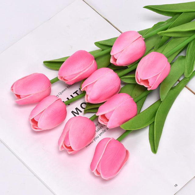 5pcs Tulip PU Artificial Flower Real Touch Bouquet Fake Flowers For Wedding Decoration Spring Party DIY Home Garden Supplies