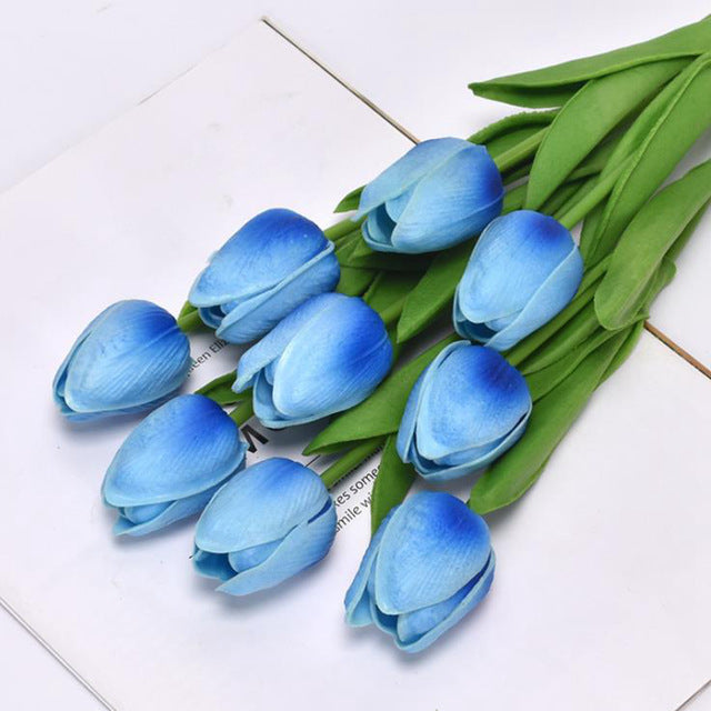 5pcs Tulip PU Artificial Flower Real Touch Bouquet Fake Flowers For Wedding Decoration Spring Party DIY Home Garden Supplies