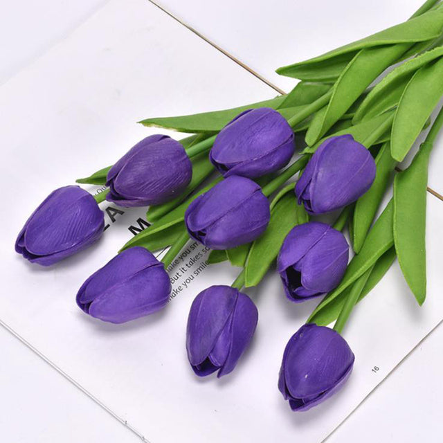 5pcs Tulip PU Artificial Flower Real Touch Bouquet Fake Flowers For Wedding Decoration Spring Party DIY Home Garden Supplies