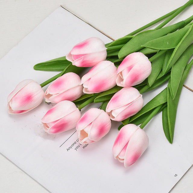 5pcs Tulip PU Artificial Flower Real Touch Bouquet Fake Flowers For Wedding Decoration Spring Party DIY Home Garden Supplies