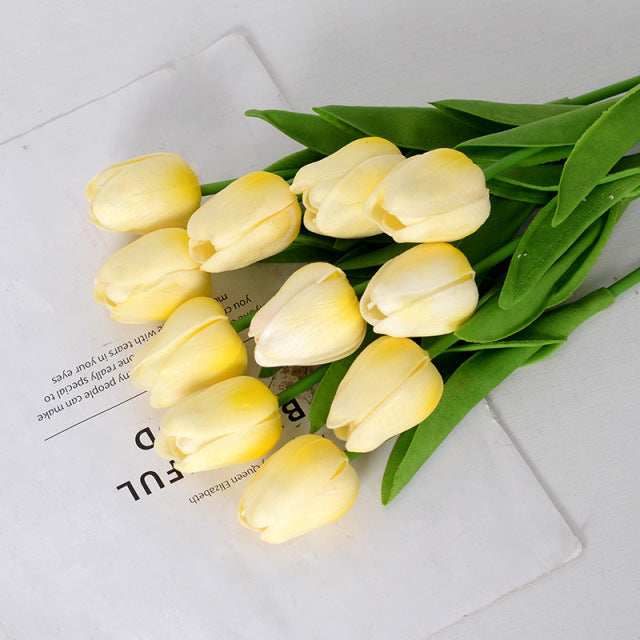 5pcs Tulip PU Artificial Flower Real Touch Bouquet Fake Flowers For Wedding Decoration Spring Party DIY Home Garden Supplies