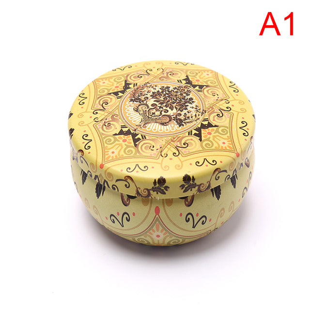 Scented candles Empty Box with flowers Tin Can Fragrance Handmade Scented Candle Natural Soy Wax Home Decoration