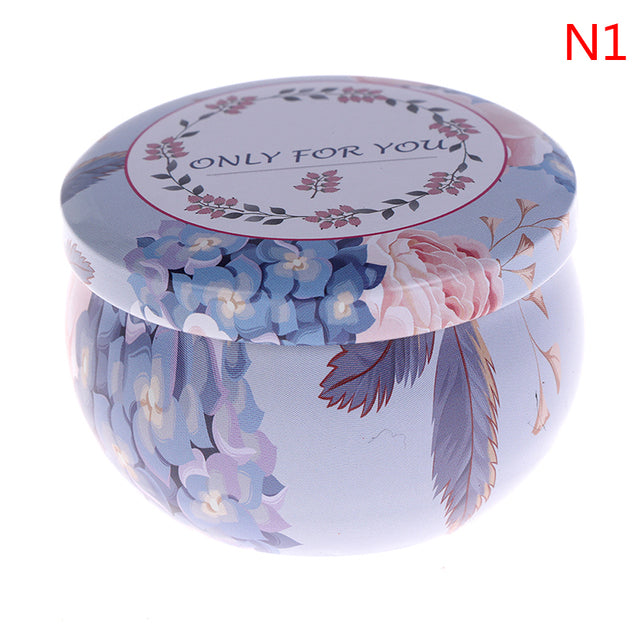 Scented candles Empty Box with flowers Tin Can Fragrance Handmade Scented Candle Natural Soy Wax Home Decoration