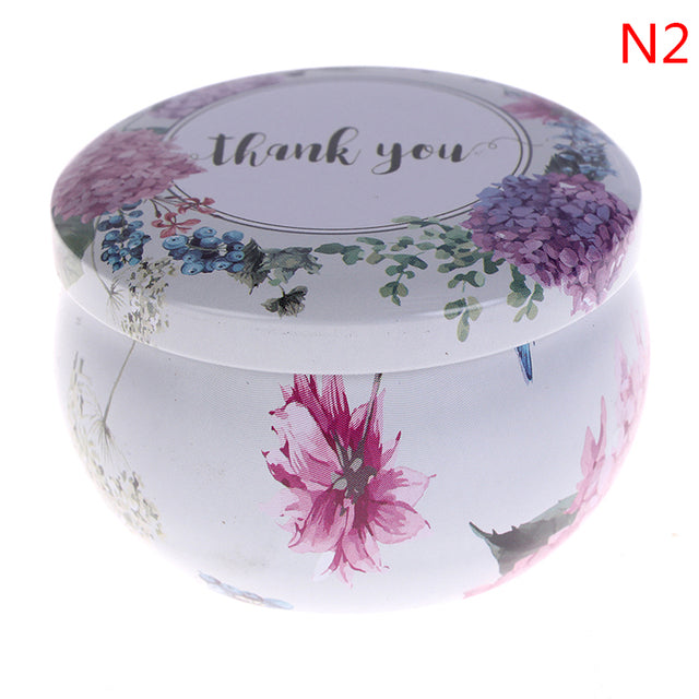 Scented candles Empty Box with flowers Tin Can Fragrance Handmade Scented Candle Natural Soy Wax Home Decoration