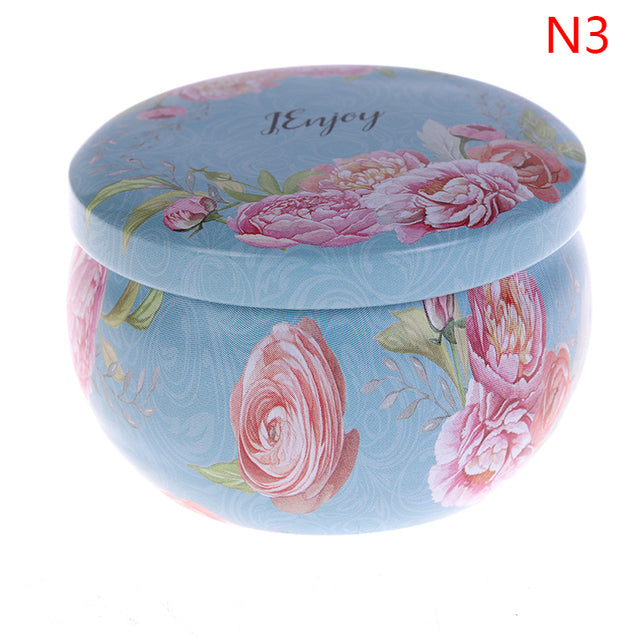 Scented candles Empty Box with flowers Tin Can Fragrance Handmade Scented Candle Natural Soy Wax Home Decoration