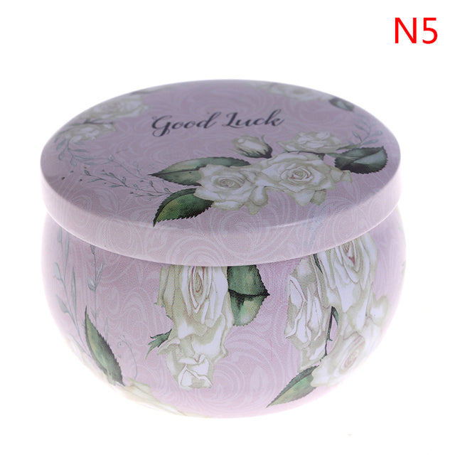 Scented candles Empty Box with flowers Tin Can Fragrance Handmade Scented Candle Natural Soy Wax Home Decoration